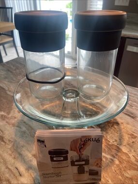 LEKUE Sourdough Starter Set with Black Lids